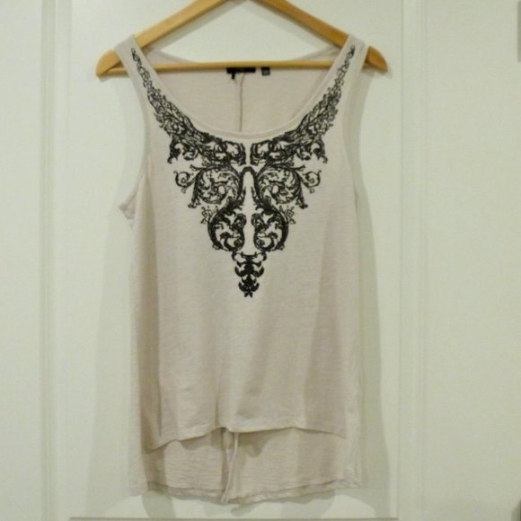 DEX Embelished Neckline High Low Tank - Picture 2 of 8